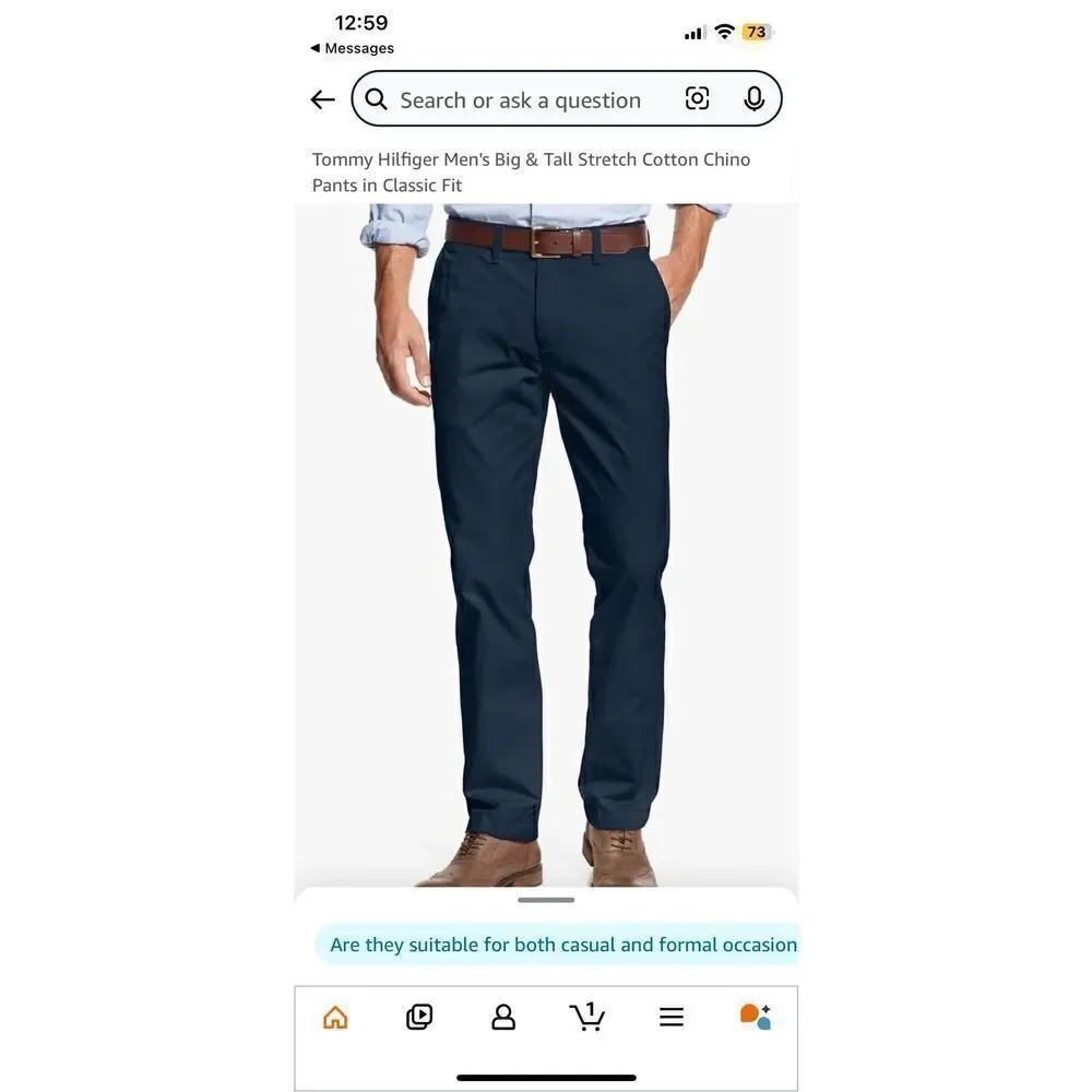 TOMMY HILFIGER | big & tall classic cotton chino pants navy 36 x 36” NEW